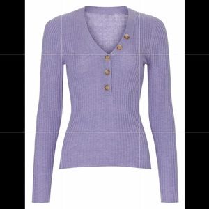 Derek Lam Collective Purple Henley Vneck Sweater Pre owned Size Small